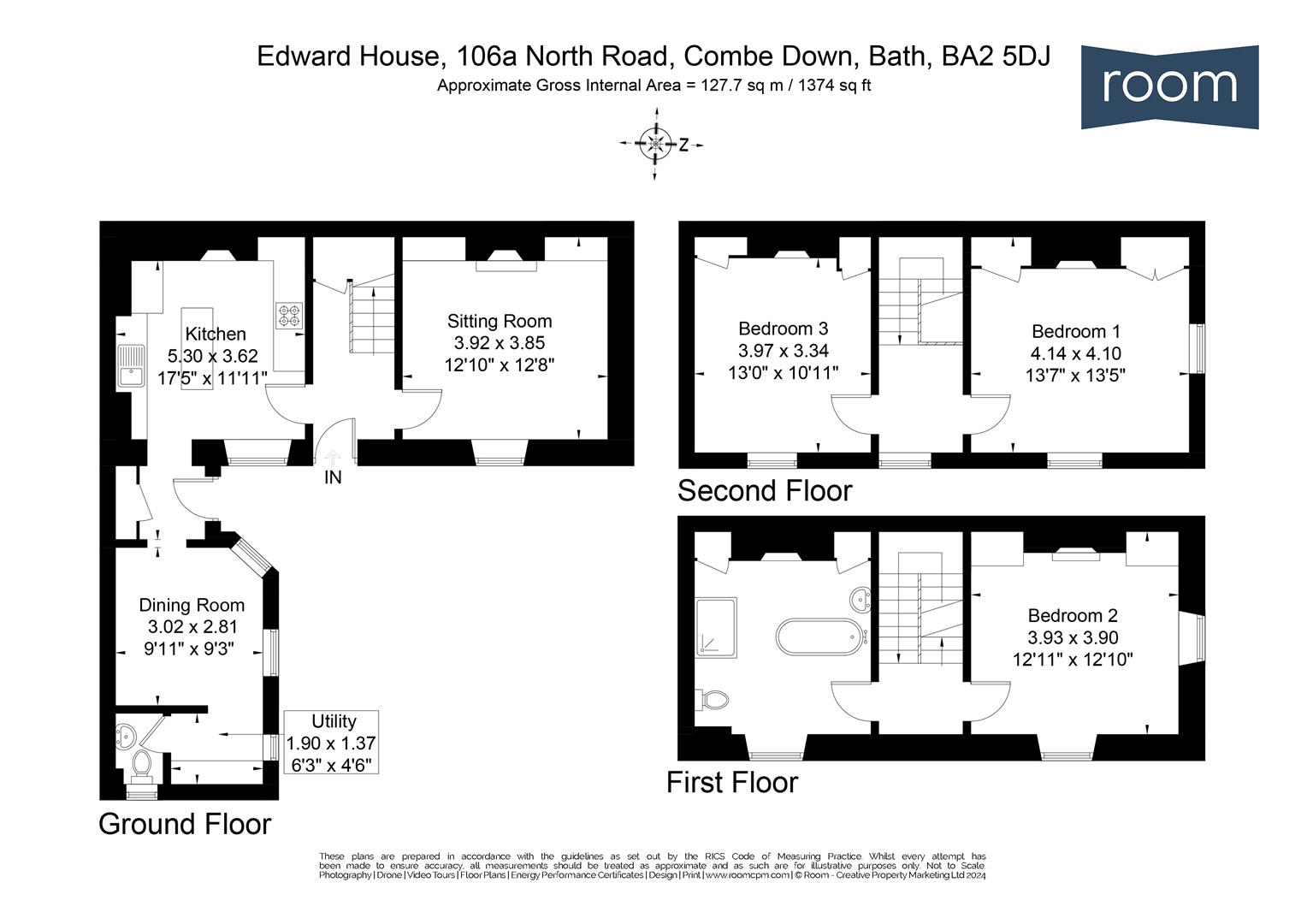Floorplans For North Road, Combe Down, Bath